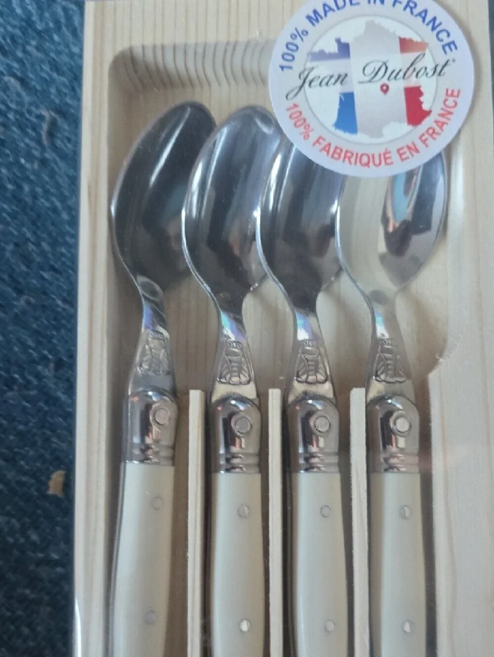 Williams Sonoma Jean Dubost Laguiole Condiment Spoons, Ivory, Set of 4